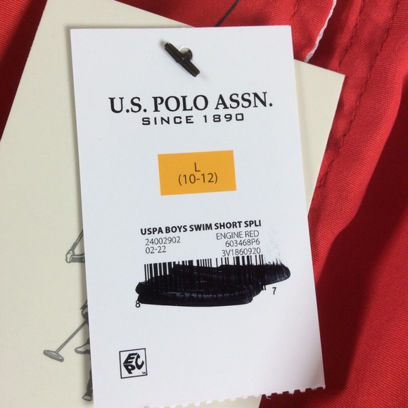 U.S. Polo Assn. Boys Swim Shorts Swim Trunks Size L 10-12 Red Blue NWT - Picture 9 of 11